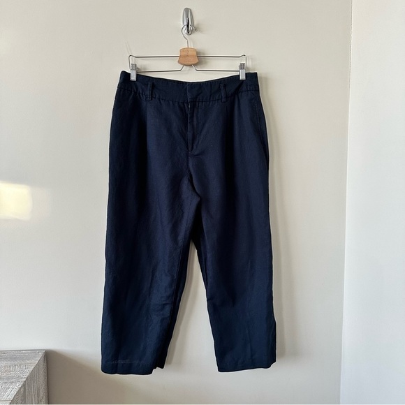 Zara-50/50 Linen and Cotton Blend Wide Leg Ankle Pants - Picture 1 of 8